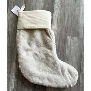 Pottery Barn Alpaca Faux Fur Medium Christmas Stocking Ivory 17.5L X 13.5W